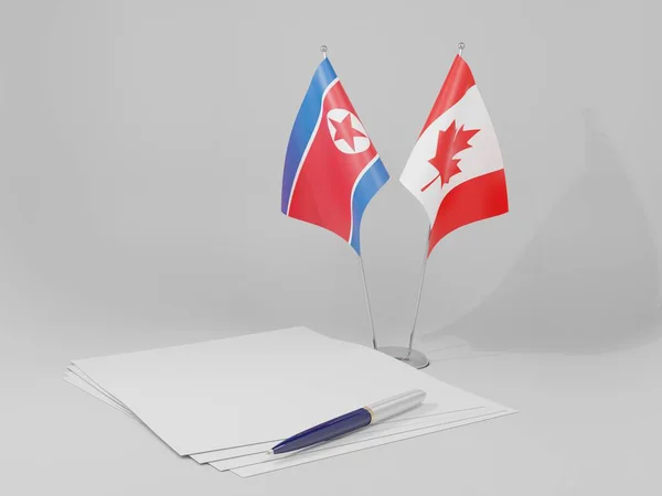 Kanada Nordkorea Abkommen Flaggen Weißer Hintergrund Render — Stockfoto