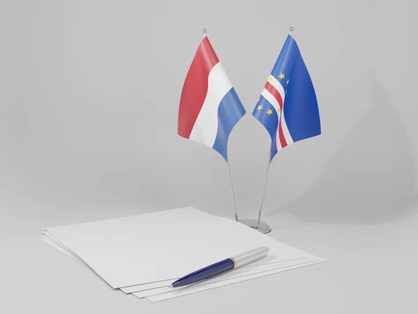 Kapverdy Nizozemské Dohody Vlajky Bílé Pozadí Vykreslování — Stock fotografie