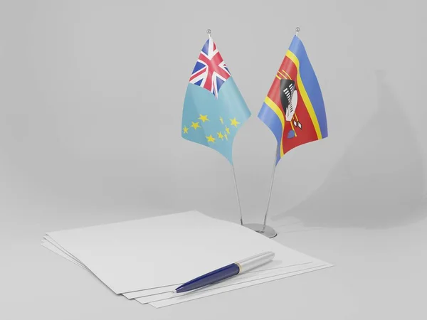 Σουαζιλάνδη Σημαίες Συμφωνία Τουβαλού Λευκό Φόντο Render — Φωτογραφία Αρχείου