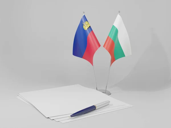 Bulgarie Liechtenstein Drapeaux Accord Fond Blanc Render — Photo