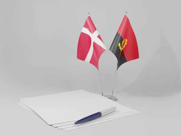 Ангола Дания Соглашение Флаги Белый Фон Рендер — стоковое фото