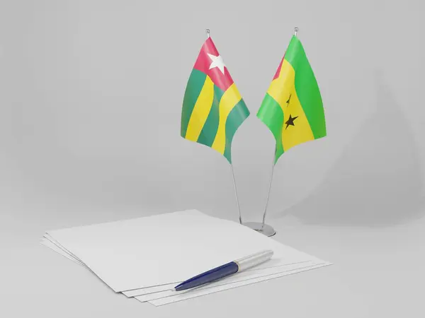 Sao Tome Und Principe Togo Abkommen Flaggen Weißer Hintergrund Render — Stockfoto