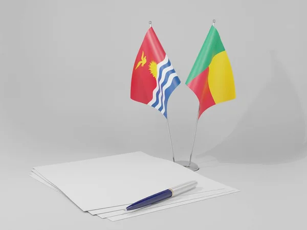 Benin Kiribati Agreement Flags White Background Render — стокове фото