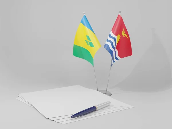 Κιριμπάτι Άγιος Βικέντιος Και Γρεναδίνες Συμφωνία Σημαίες Λευκό Φόντο Render — Φωτογραφία Αρχείου