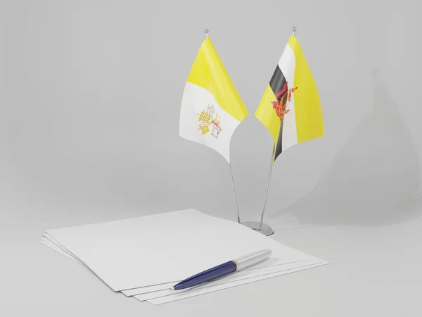 梵蒂冈城市协议旗帜 白色背景 3D渲染 — 图库照片