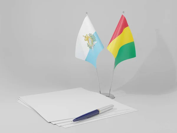 Γουινέα Συμφωνία Του Αγίου Μαρίνου Σημαίες Λευκό Φόντο Render — Φωτογραφία Αρχείου
