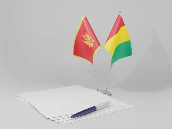 Guinea Montenegro Agreement Flags White Background Render — стокове фото