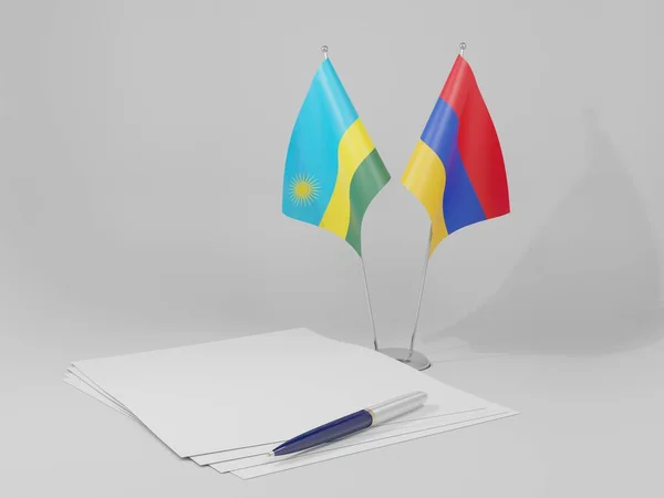 Armenien Ruanda Abkommen Flaggen Weißer Hintergrund Render — Stockfoto