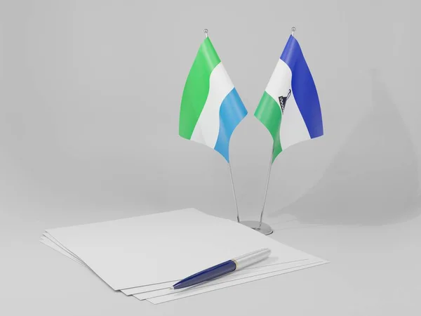 Lesotho Bandiere Dell Accordo Sierra Leone Sfondo Bianco Render — Foto Stock