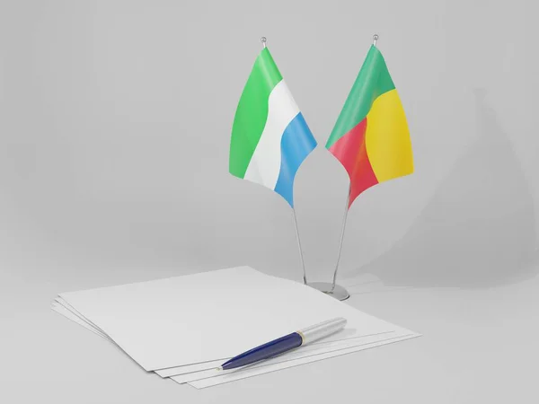 Benin Sierra Leone Agreement Flags White Background Render — Stock Photo, Image