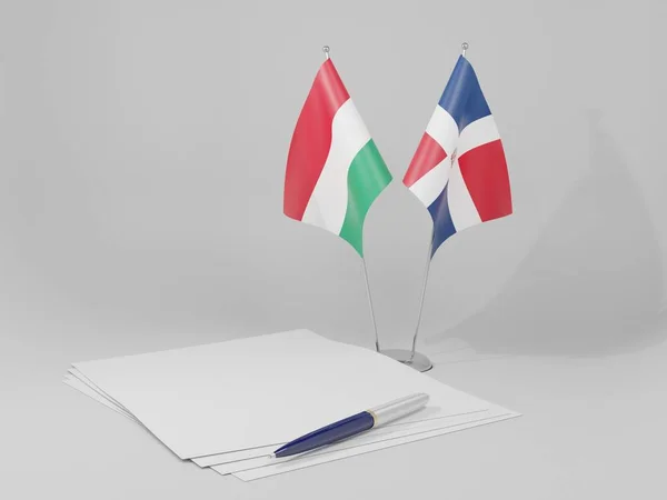 République Dominicaine Drapeaux Accord Hongrie Fond Blanc Render — Photo