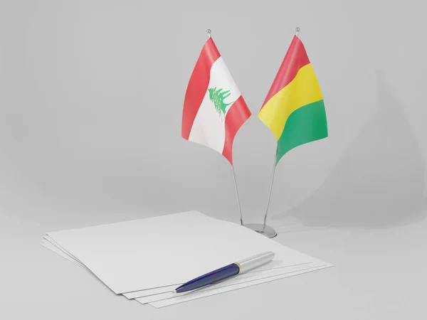 Γουινέα Λίβανος Σημαίες Συμφωνία Λευκό Φόντο Render — Φωτογραφία Αρχείου