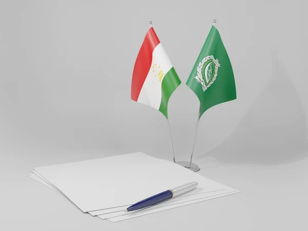 Flaggen Der Arabischen Liga Tadschikistan Abkommen Weißer Hintergrund Render — Stockfoto