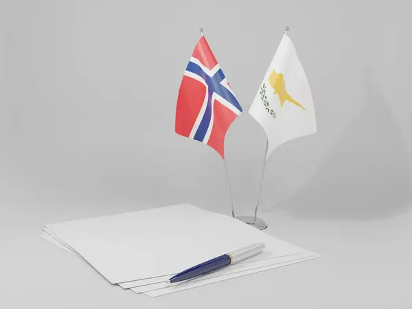 Chipre Noruega Acordo Bandeiras Fundo Branco Render — Fotografia de Stock