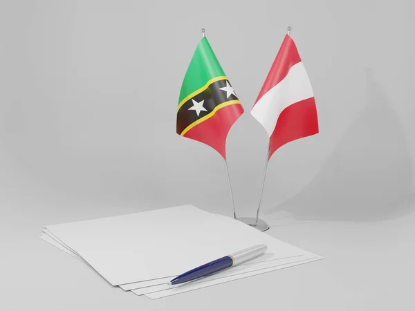 Peru Acordo São Cristóvão Nevis Bandeiras Fundo Branco Render — Fotografia de Stock