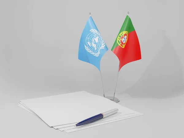 ポルトガル 国際連合協定旗 白の背景 3Dレンダリング — ストック写真