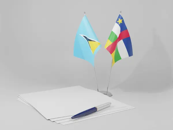 République Centrafricaine Drapeaux Accord Sainte Lucie Fond Blanc Render — Photo