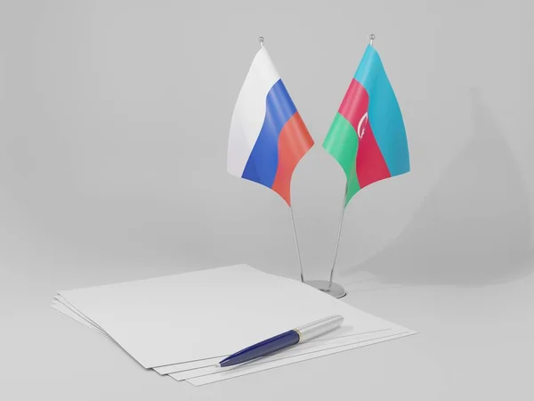 Azerbaïdjan Drapeaux Accord Russie Fond Blanc Render — Photo