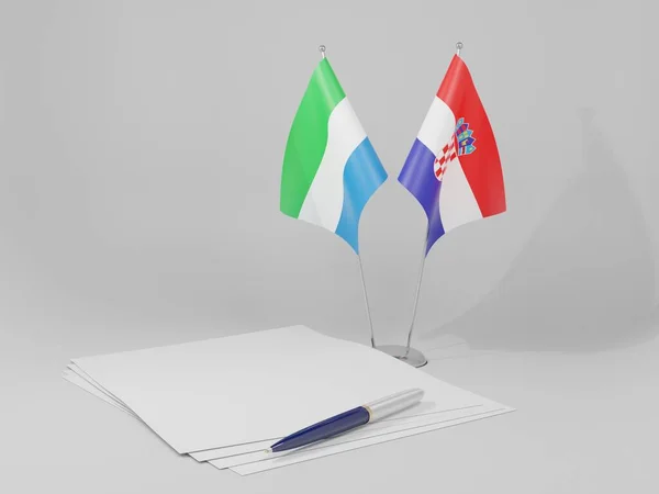 Chorwacja Sierra Leone Flagi Umowy Białe Tło Render — Zdjęcie stockowe