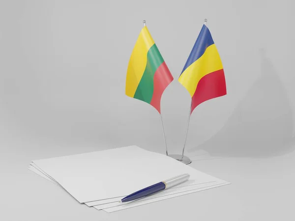 Tchad Drapeaux Accord Lituanie Fond Blanc Render — Photo