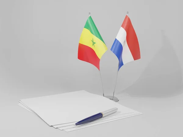 Paraguay Senegal Overeenkomst Vlaggen Witte Achtergrond Render — Stockfoto