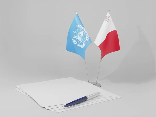 Malta Bandeiras Acordo Das Nações Unidas Fundo Branco Render — Fotografia de Stock