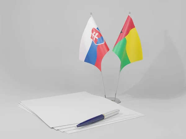 Guinea Bissau Banderas Del Acuerdo Eslovaquia Fondo Blanco Render —  Fotos de Stock
