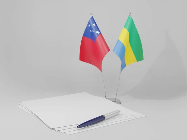 Gabon Samoa Agreement Flags Λευκό Φόντο Render — Φωτογραφία Αρχείου