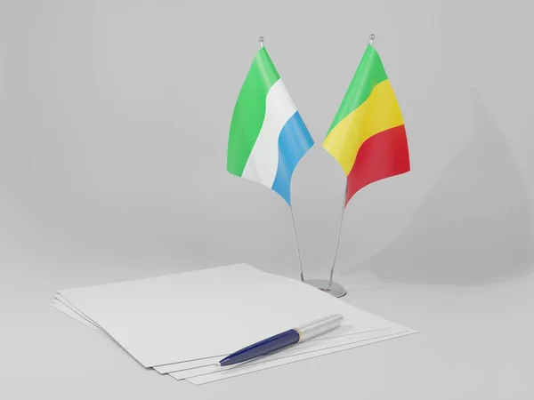 Drapeaux Accord Mali Sierra Leone Fond Blanc Render — Photo