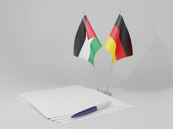 Flagi Porozumienia Niemcy Jordania Białe Tło Render — Zdjęcie stockowe