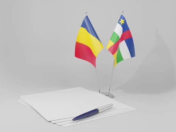 República Centroafricana Banderas Del Acuerdo Chad Fondo Blanco Render Imagen de stock