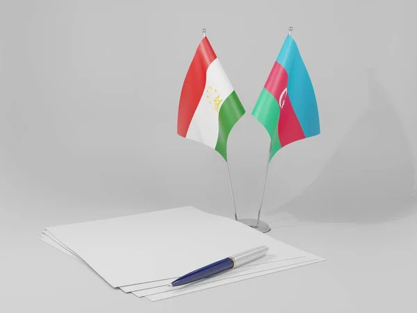 Azerbaijan Tajikistan Agreement Flags White Background Render — Stock Photo, Image