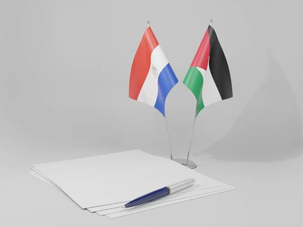 Ιορδανία Παραγουάη Σημαίες Συμφωνία Λευκό Φόντο Render — Φωτογραφία Αρχείου