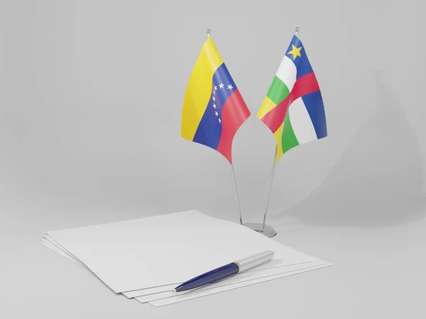 Středoafrická Republika Venezuela Agreement Flags White Background Render — Stock fotografie