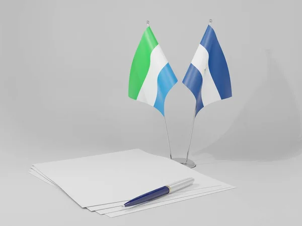 Nicarágua Acordos Serra Leoa Bandeiras Fundo Branco Render — Fotografia de Stock