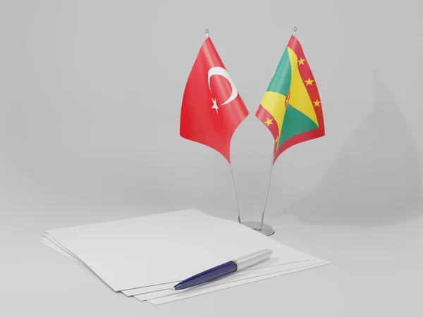 Grenade Drapeaux Accord Turquie Fond Blanc Render — Photo