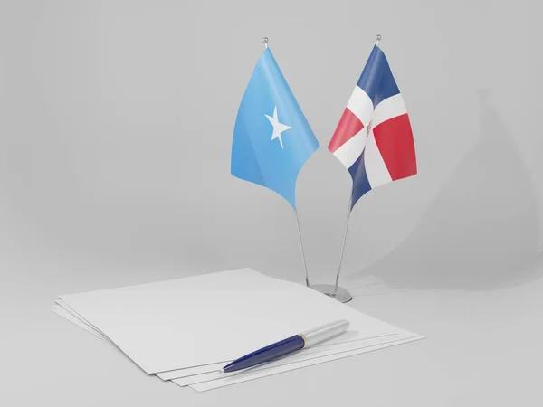 ドミニカ共和国 ソマリア協定旗 3Dレンダリング — ストック写真
