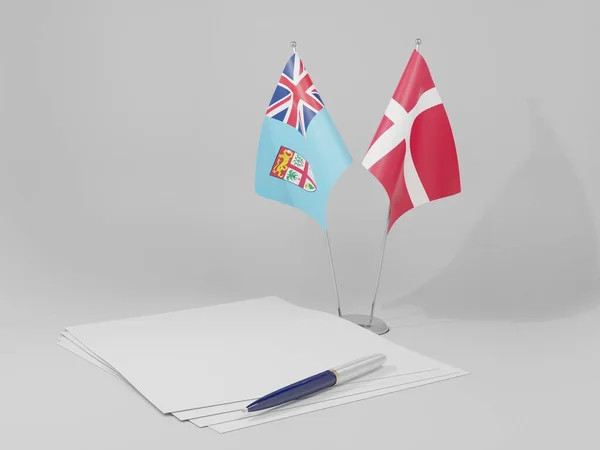 Дания Фиджи Соглашение Флаги Белый Фон Рендер — стоковое фото