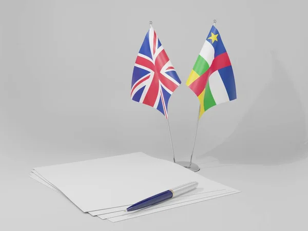 Κεντροαφρικανική Δημοκρατία Ηνωμένο Βασίλειο Συμφωνία Σημαίες Λευκό Φόντο Render — Φωτογραφία Αρχείου