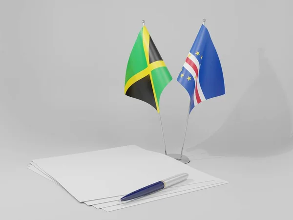 Cape Verde Jamaica Agreement Flags White Background Render — 스톡 사진