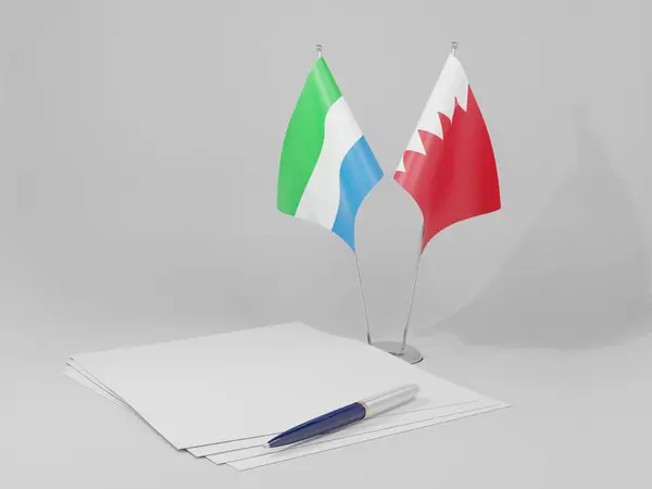 Bahreïn Drapeaux Accord Sierra Leone Fond Blanc Render — Photo