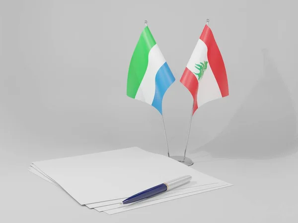 Liban Sierra Leone Flagi Umowy Białe Tło Render — Zdjęcie stockowe