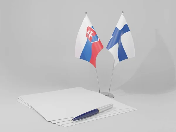 Фінляндія Словаччина Прапори Білий Фон Рендер — стокове фото