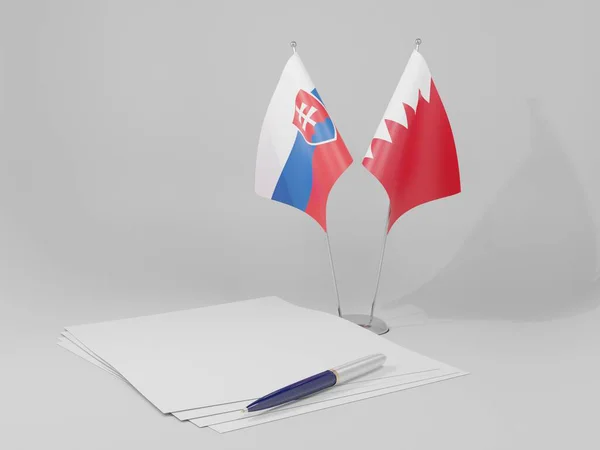Bahreïn Drapeaux Accord Slovaquie Fond Blanc Render — Photo