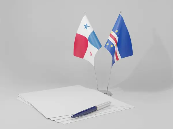 Cabo Verde Banderas Del Acuerdo Panamá Fondo Blanco Render — Foto de Stock
