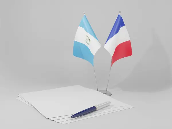 Francia Banderas Del Acuerdo Guatemala Fondo Blanco Render — Foto de Stock