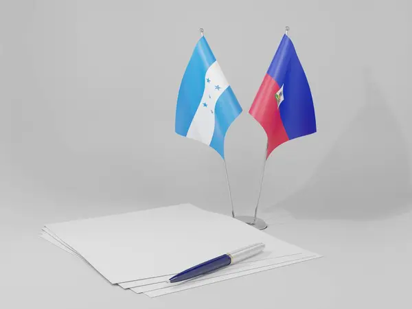 Haïti Drapeaux Accord Honduras Fond Blanc Render — Photo