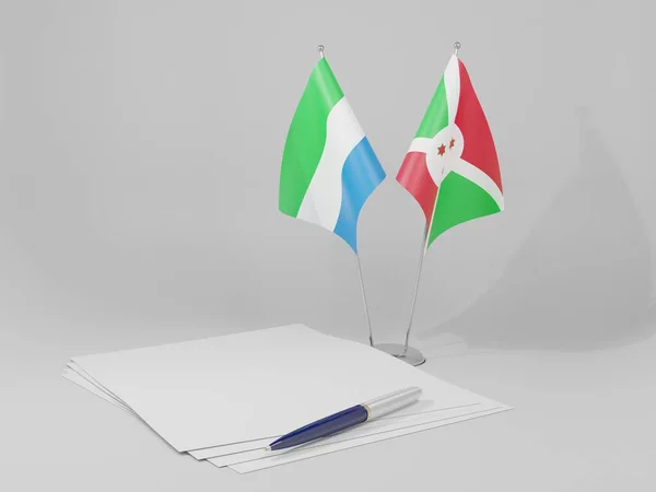 Burundi Banderas Del Acuerdo Sierra Leona Fondo Blanco Render — Foto de Stock