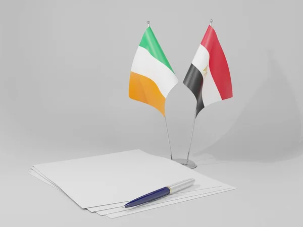 Αίγυπτος Ιρλανδία Συμφωνία Σημαίες Λευκό Φόντο Render — Φωτογραφία Αρχείου