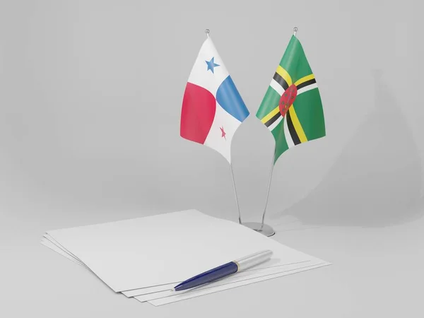 Dominika Bendera Perjanjian Panama Latar Belakang Putih Perender — Stok Foto